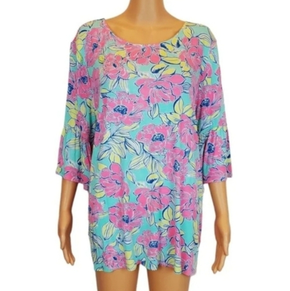 Ruby rd floral 3/4 blouse - Picture 1 of 7